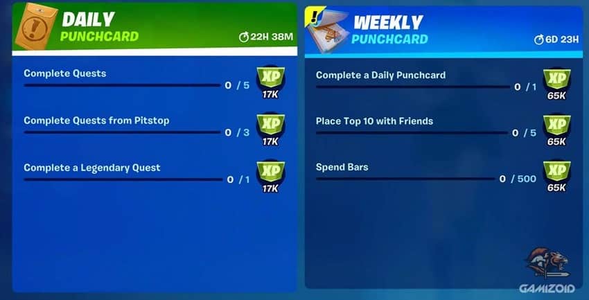 image of punchcard challenges in fortnite