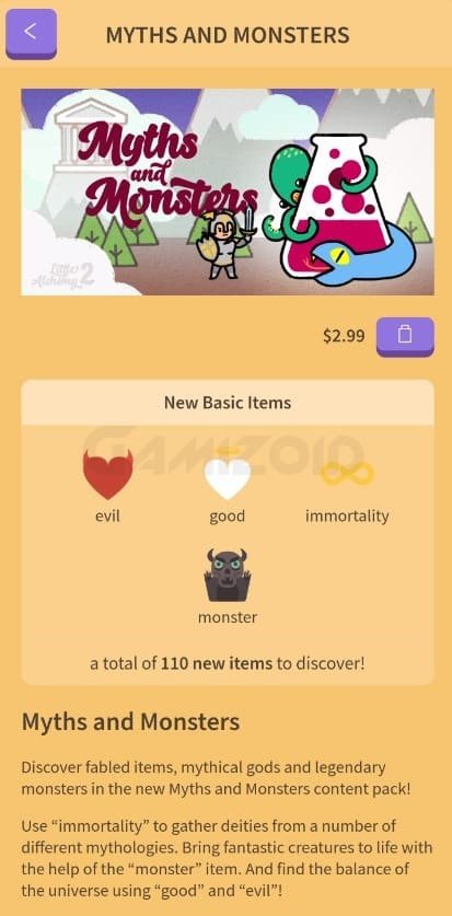 MYTHS AND MONSTERS in Little Alchemy 2