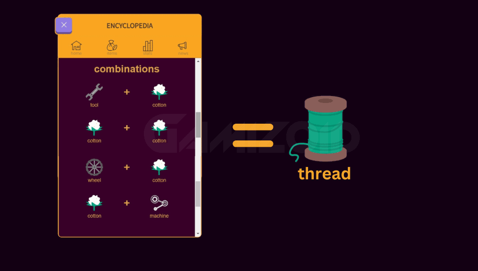 all four combinations of thread in little alchemy 2