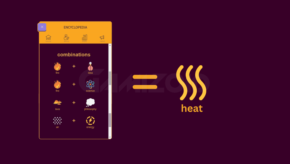 combinations of making heat in little alchemy 2