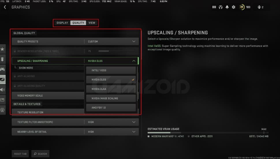 modern warfare 2 DLSS Option