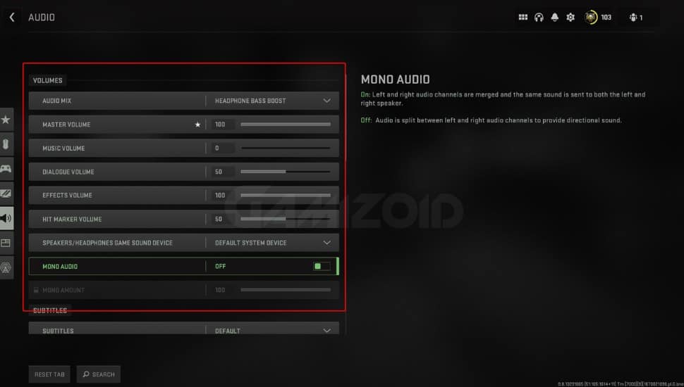 modern warfare 2 audio settings