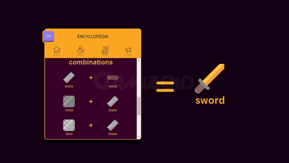 three combinations of making sword in little alchemy 2
