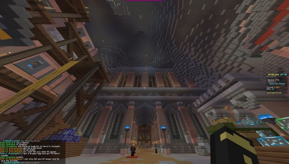 inside the dwarven mines in hypixel skyblocks