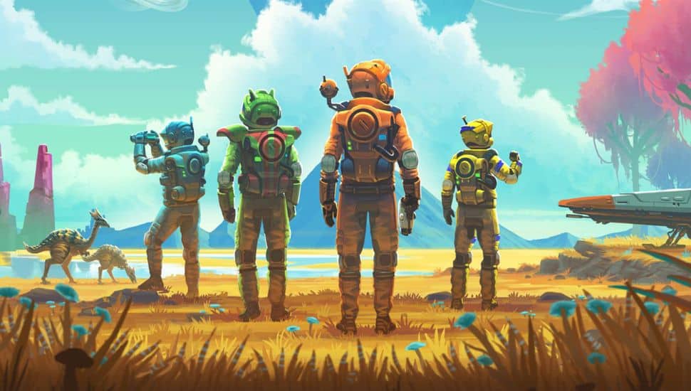 image of four characters in No Man's Sky
